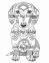 Coloring Dachshund Pages Dog Book Sausage Single Mandala Dachshunds Mandalas Etsy Drawing Animal Adults Adult Colouring Books Getdrawings Para Color sketch template