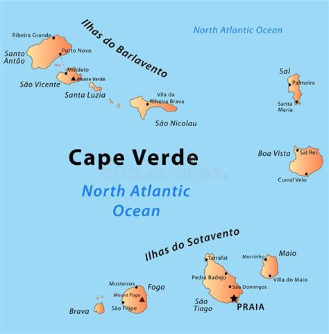 cape verde map illustration   detailed political map  cape verde