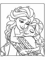 Coloring Frozen Crayola Elsia Hugging Annia Tiana sketch template