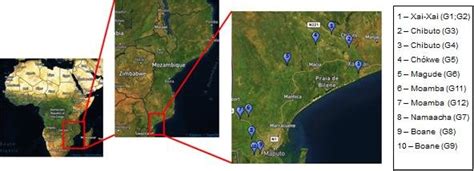 map  mozambique indicating  study locations  xai xia  scientific diagram