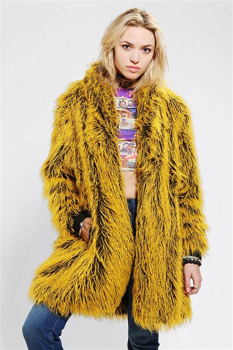 Urban Outfitters Bitching Junkfood Nocolette Shaggy Faux Fur Coat In