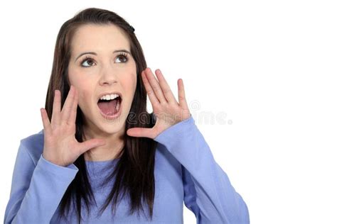 girl screaming stock photo image  voice gestures