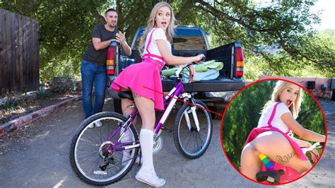 sexy girl loves riding her bike modified with a dildo attached to her bike seat naked girls