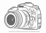 Camera Drawing Draw Nikon Dslr Sketch Step Realistic Paintingvalley Drawings Tutorials Learn Everyday Objects sketch template