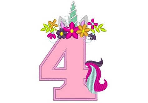 unicorn numbers  flowers crown unicorn tail birthday numbers single unicorn number birthday