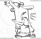 Coloring Tongue Sick Hanging Illustration Line Man His Royalty Clipart Rf Toonaday Leishman Ron Regarding Notes sketch template