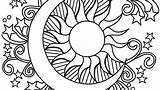 Moon Sun Coloring Pages Cool Drawing Celestial Colouring Stars Clipartmag Adults God Created sketch template