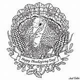 Coloring Thanksgiving Turkey Mandala Happy Adult Pages Fruits Adults Vegetables Corn sketch template