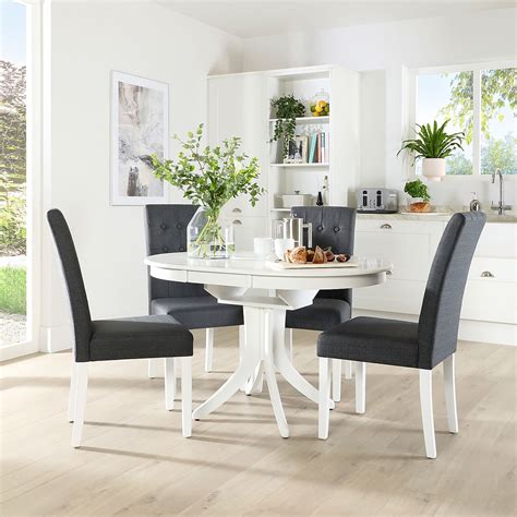hudson  white extending dining table   regent slate fabric chairs furniture choice