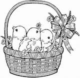 Easter Coloring Pages Basket Chicks Cute Colouring Vintage Egg Bunny Baskets Books Christmas Choose Board sketch template