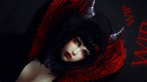 Fantasy Art Dark Horror Gothic Demon Women Girl