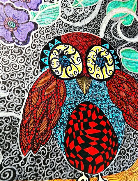 images  zentangle owls  pinterest owl illustration