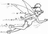 Tinkerbell Coloring Pages Fly Quickly Happily Flying Disney Colouring Pan Peter Fairies Printable Hollow sketch template