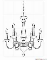 Chandelier Drawing Draw Coloring Candelabra Step Furniture Easy Supercoloring Pages Tutorials Drawings Simple Kids Dessin Shape Body Template Sketch Chandeliers sketch template
