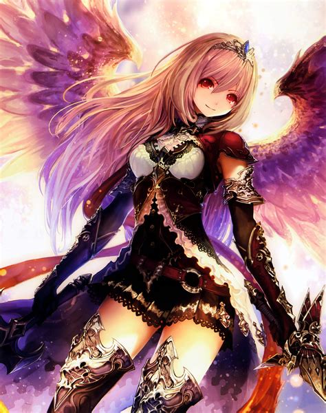 anime girl angel beautiful wings warrior smile sword wallpapers hd desktop  mobile