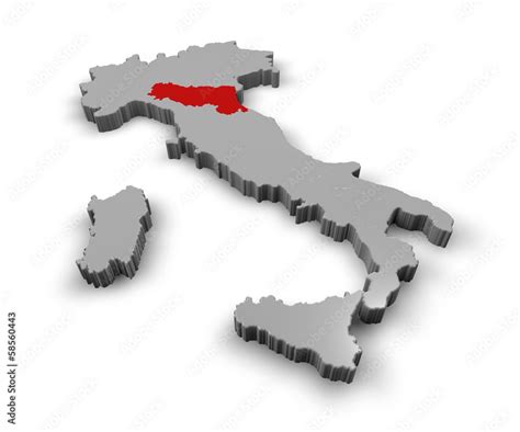 cartina italia  regioni emilia romagna ilustracion de stock adobe stock