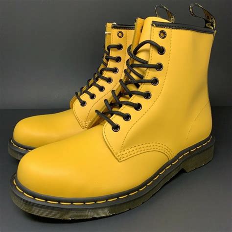 dr martens shoes dr martens  yellow smooth leather lace   poshmark