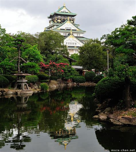 simply beautiful japanese scenes osaka castle garden pond reflection