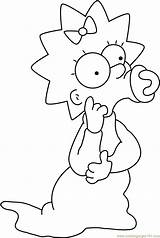 Maggie Simpson Coloring Thinking Coloringpages101 Pages Cartoon sketch template