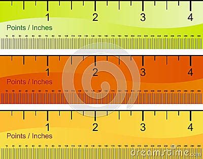 points inches ruler set stock  image