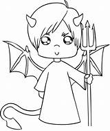 Coloring Devil Pages Halloween Drawing Boy Cartoon Angel Draw Easy Cute Step Clipart Kids Drawings Mask Quality High Printable Fish sketch template