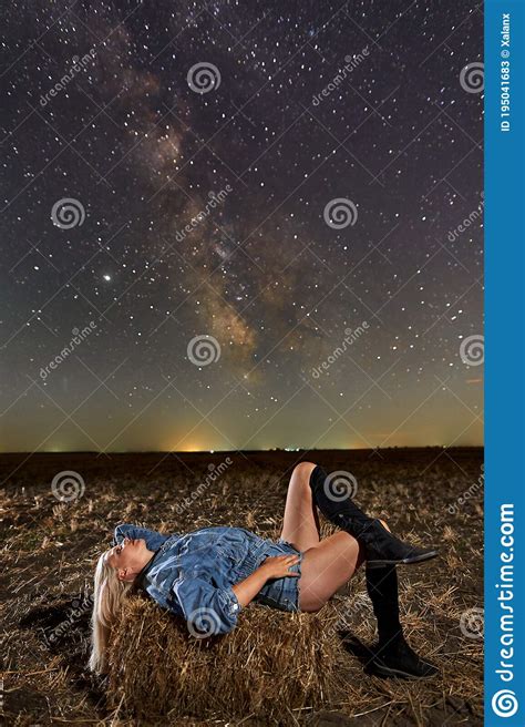 gorgeous cowgirl under milky way stock image image of exposure milky