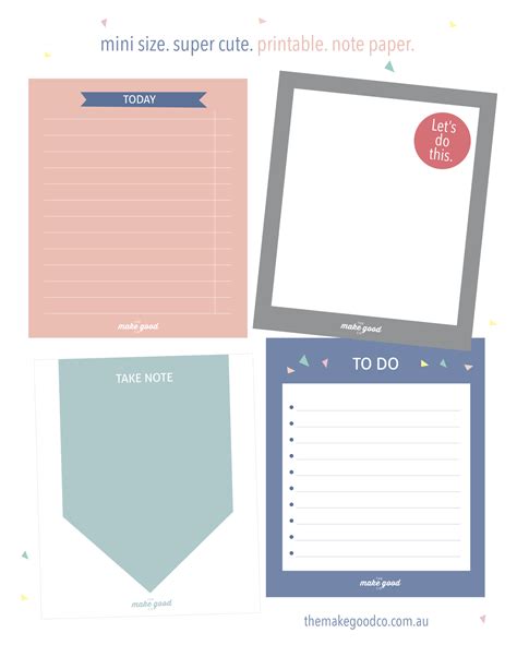printable note paper   planner instant