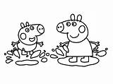 Peppa Pig Coloring George Mud Playing Drawing Pages Color Sheet Getdrawings sketch template