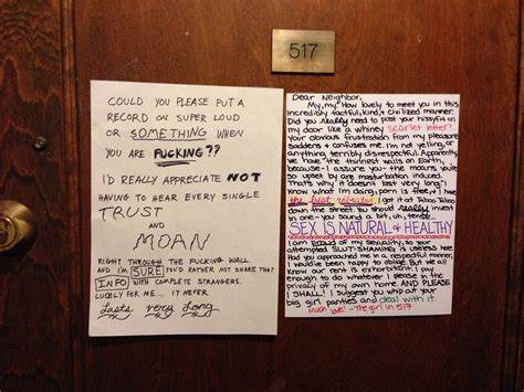 chicago neighbors fight over loud sex in apartment building via passive aggressive notes photo