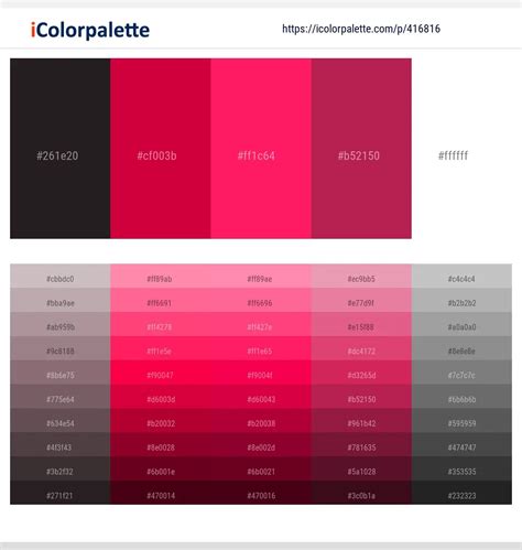 latest color schemes  deep pink  fire brick color tone combinations  icolorpalette
