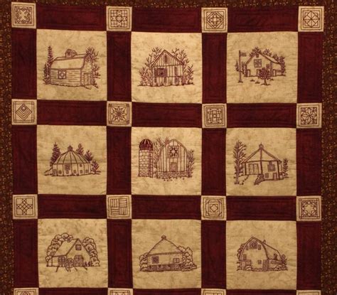 quilt barns quilt pattern redwork embroidery blocks quilt
