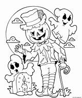 Coloring Scarecrow Halloween Pages Pumpkin Moon Printable Graveyard Dessin Coloriage Imprimer Colorier Haloween Hugolescargot Print sketch template