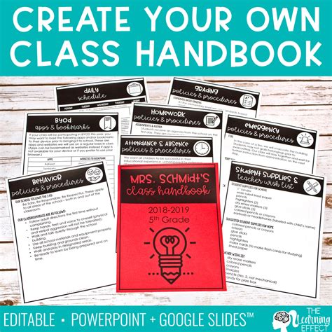 create   class handbook templates editable  learning