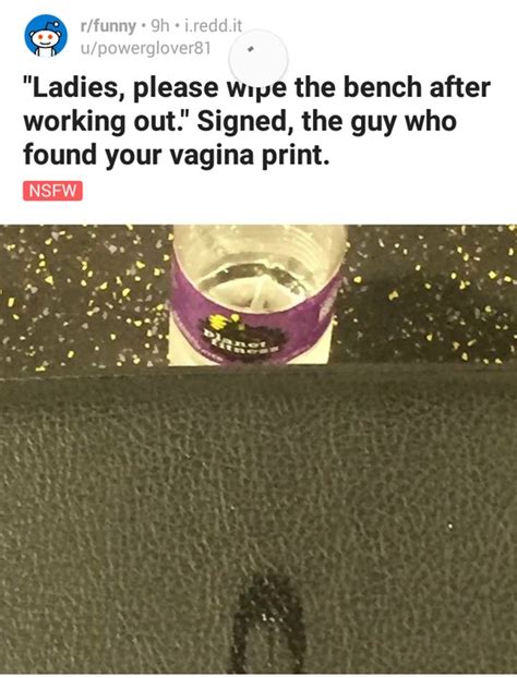 wet lady leaves vagina print on workout bench pics