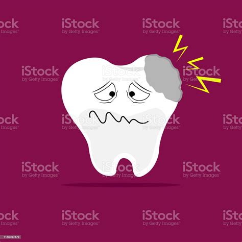 caricature of a tooth with worried expression stock illustration