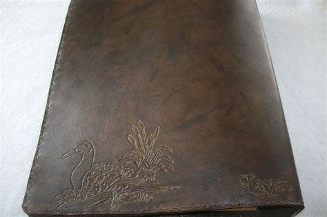 hand  custom leather left handed business binder  portfolio