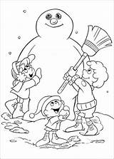 Frosty Snowman Coloring Pages Printable Building Kids sketch template