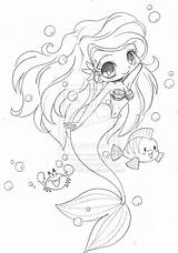 Coloring Pages Chibi Yampuff Mermaid Little Deviantart Cute Mermaids Printable Girls Print sketch template