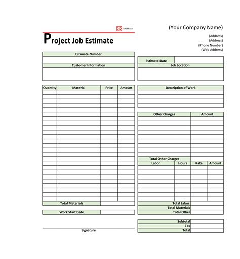 printable estimate forms  contractors