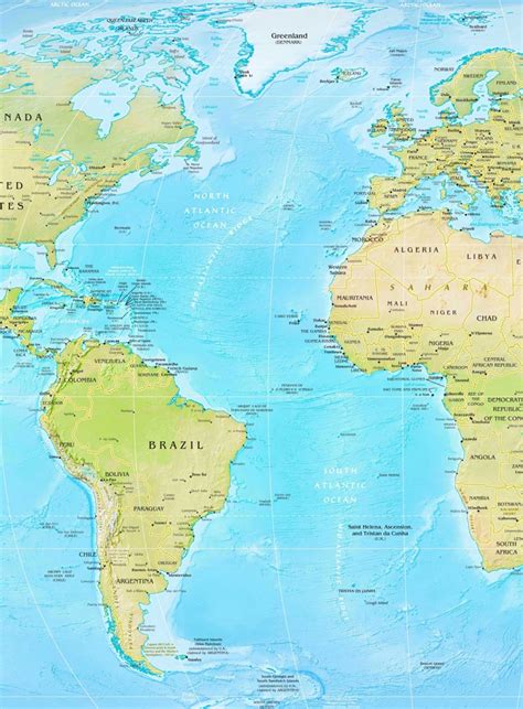atlantic ocean physical map ontheworldmapcom