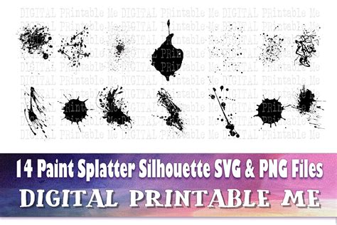 paint splatter silhouette svg bundle png clip art pack  images