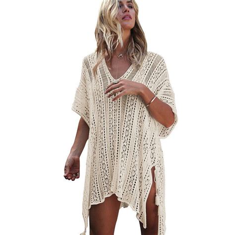 Sexy Womens Beachwear Summer Cover Up Ladies Cotton Knitting Female
