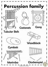 Percussion Instruments Marimba Glockenspiel Puzzles Anastasiya Tubular Cymbals sketch template