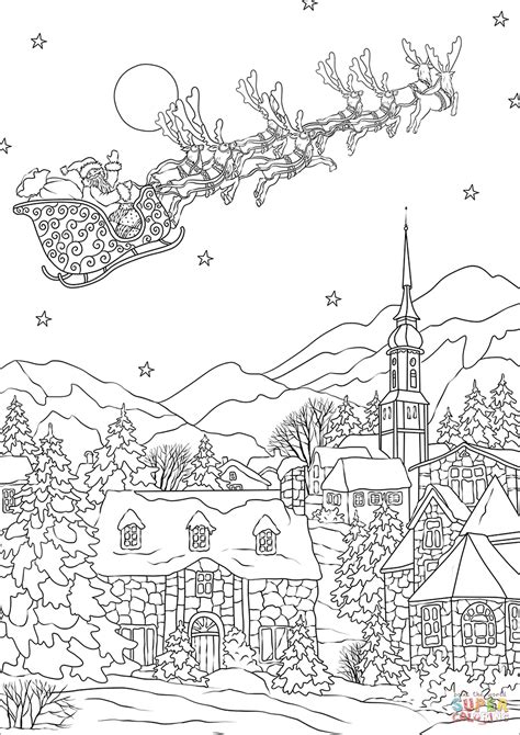 saint nickolas flies   christmas village coloring page