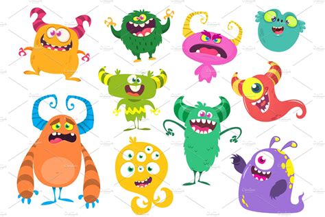 cartoon monsters vector set decorative illustrations creative market