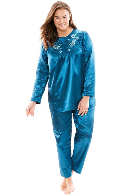 brushed  satin  pc pajamas   necessities womens  size clothing satin pj set