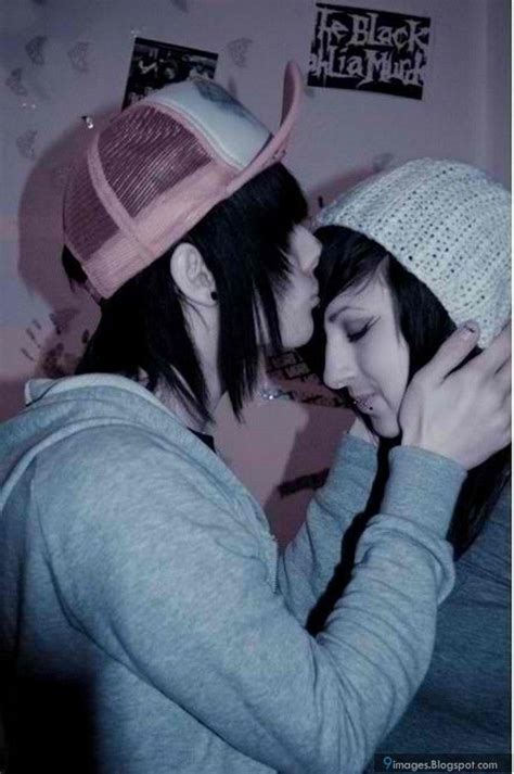 emo couples emo couple kissing cute love feelings innocent