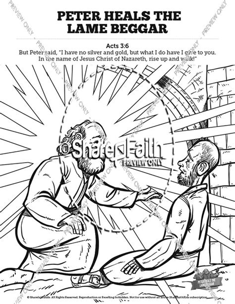 acts  peter heals  lame man sunday school coloring pages sunday