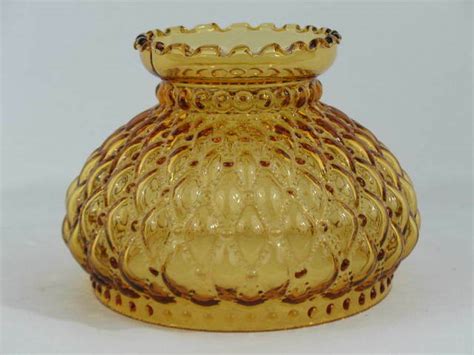 7 Vintage Amber Quilted Glass Hurricane Lamp Shade Replacement Globe