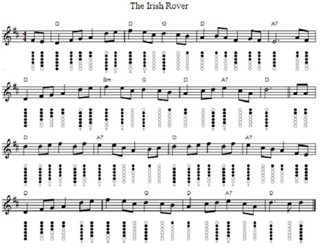 The Irish Rover Tin Whistle Sheet Music Irish Folk Songs